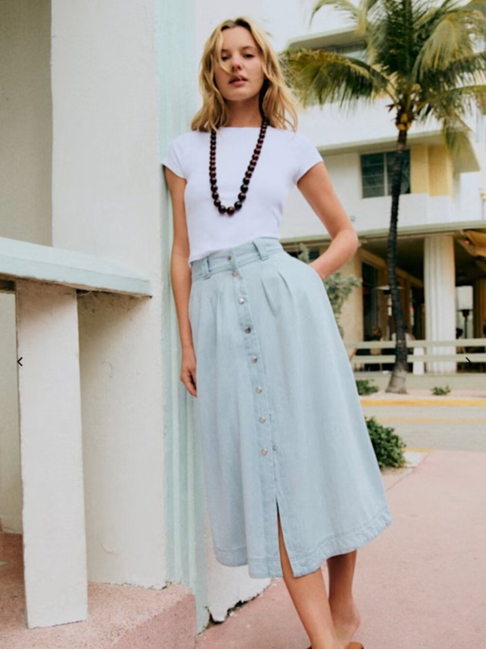 Sezane Clarine Skirt - Light Blue Size 8